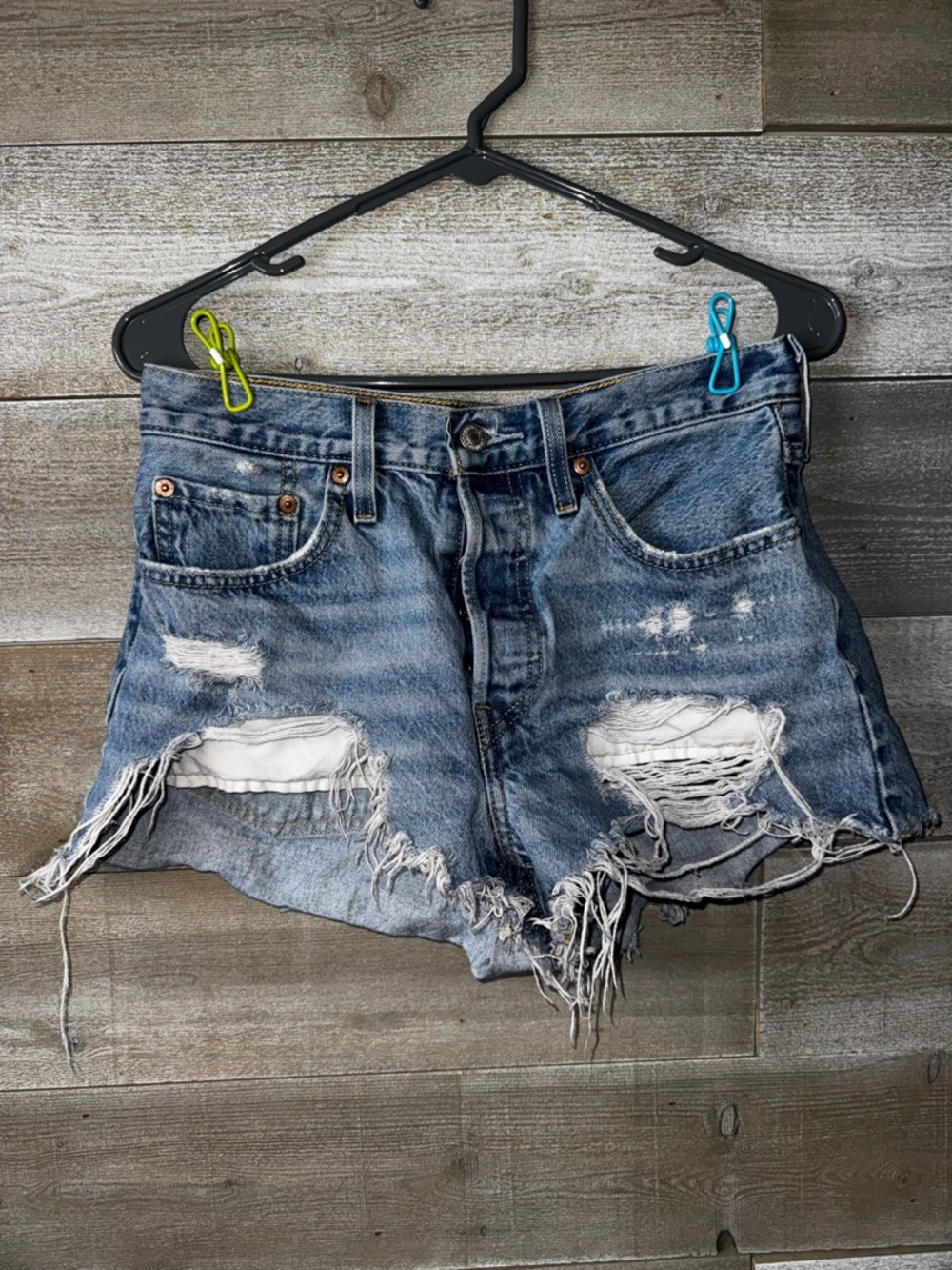 Levi's 501s High Rise Distressed Denim Cutoff Shorts
